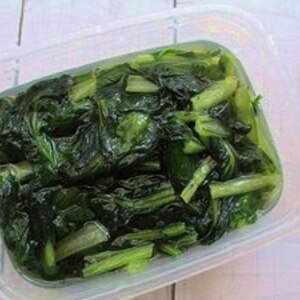 レンチン　小松菜のお浸し　タッパーで。